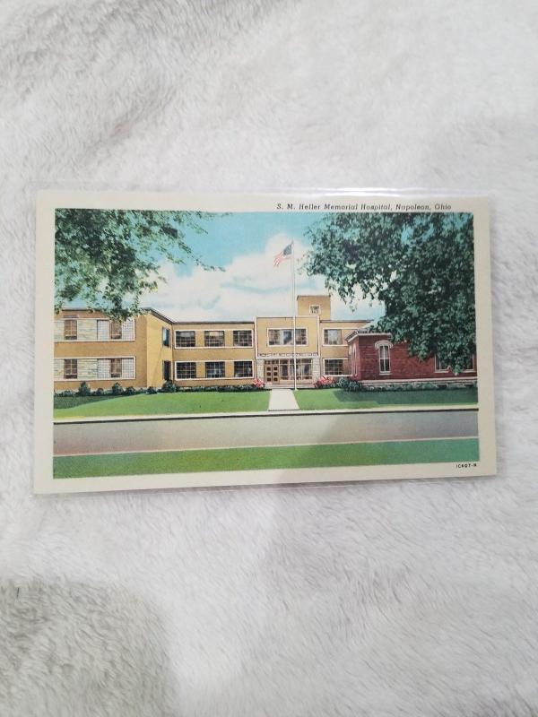 Antique Postcard, S. M. Heller Memorial Hospital, Napoleon, Ohio