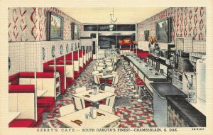 Derby's Cafe, Chamberlain, South Dakota, Early Postcard, Unused