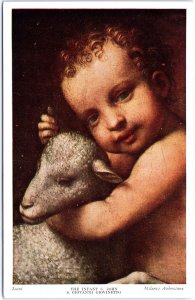 VINTAGE POSTCARD RELIGIOUS THE INFANT SAINT JOHN & LAMB MUSEUM ART