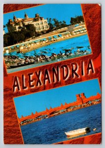 Alexandria Egypt Montaza Palace & Bridge Waterfront Tourist Postcard