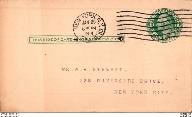 US Postal stationery 1c New York 1914