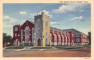 TEMPLE, TX Texas     FIRST BAPTIST CHURCH   Bell County    c1940's Postcard