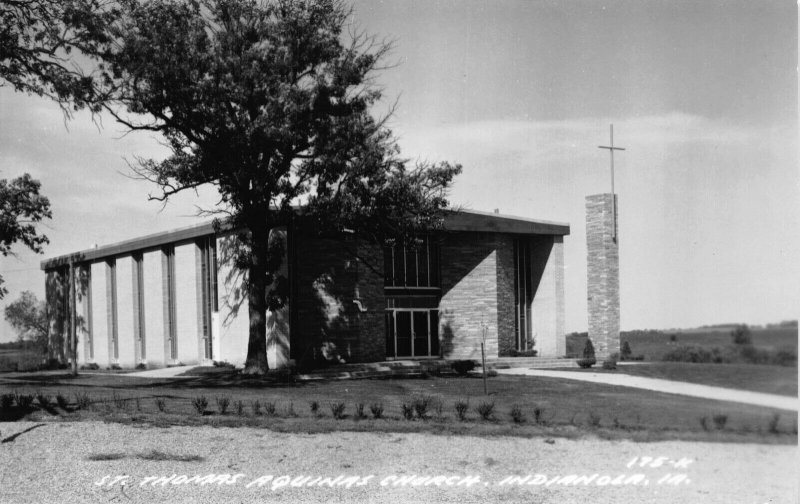 Real Photo Postcard St. Thomas Aquinas Church in Indianola, Iowa~122591