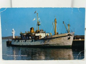 Vintage Postcard M V Scillonian Ferry at Penzance