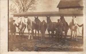 G98/ Interesting RPPC Postcard c1910 Horse Breeder Farmer Barn Men 4