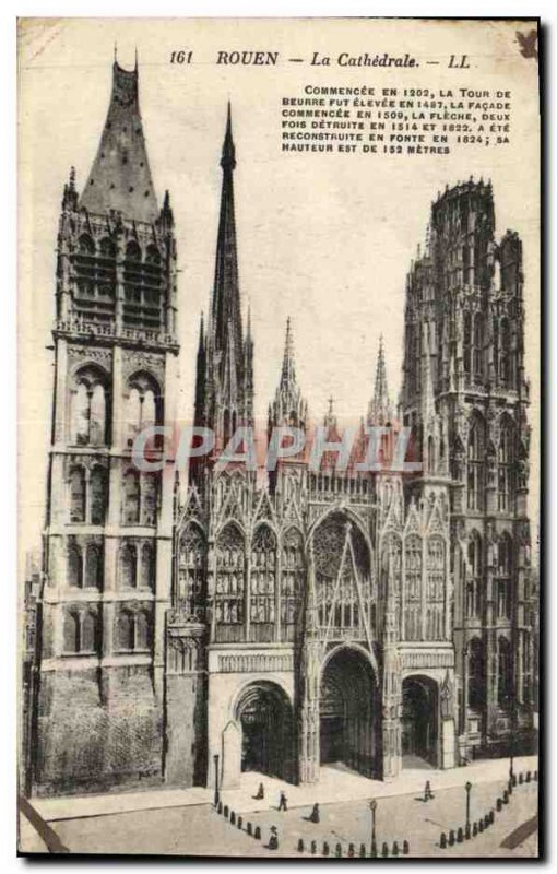 Old Postcard Rouen Cathedral