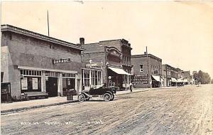 Mondovi WI Dirt Main Street Auto Repair Garage Gas Pumps RPPC Postcard