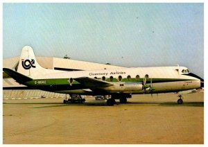 Guernsey Airlines Vickers Viscount 724 at Fuhlsbuttel 1983 Airplane Postcard