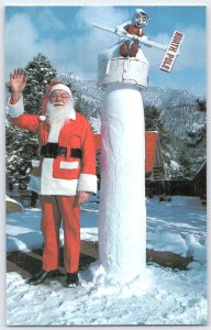 Santa at North Pole Colorado Santa's Workshop Vintage Postcard
