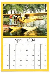 Airplanes 1994 Calendar Card April AirShow '94 Oshkosh Wisconsin Piper J...