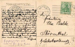 Artist Signed Max Klinger Lady With Flowers  04.94