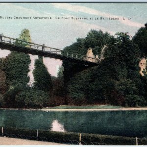 c1910s Paris France Les Buttes Chaumont Postcard Suspension Belvédère Bridge A40