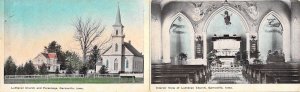 Double, 3.5x11Folded,Lutheran Church  Panorama,Garnavillo, IA,MSG,Old Postcard