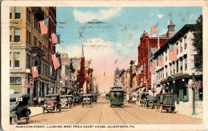 Hamilton Street Looking West from Court House Allentown PA Vintage Postcard V06