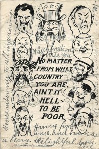 J17/ Uncle Sam Patriotic Postcard c1910 U.S.A. Hell to Be Poor Any Country 175