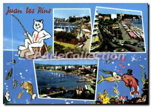 Modern Postcard Juan Les Pins Beach roundabout
