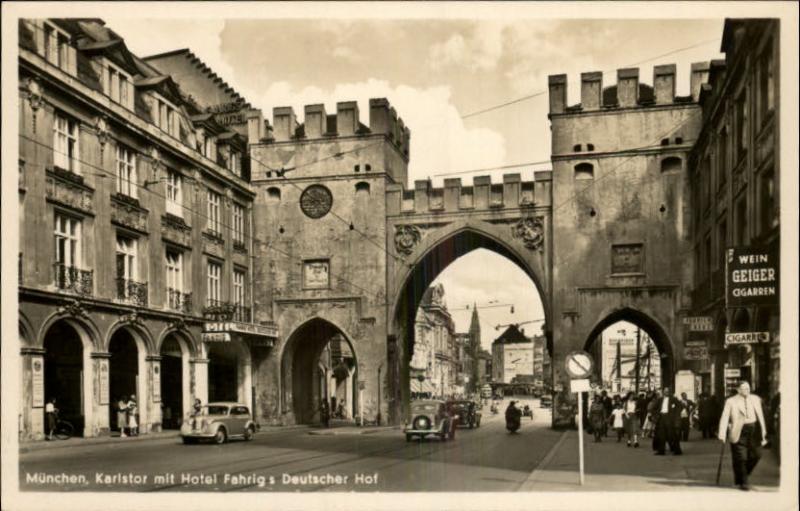 Munchen Germany Hotel Street Scene Old Cars Signs Real Ph...