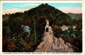 Train on Tracks Pan Bowl near Jackson Kentucky Postcard