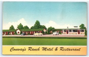 WILLIAMSTON, NC ~ Roadside CONWAY'S RANCH MOTEL RESTAURANT c1950s Linen Postcard