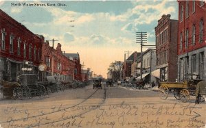 J24/ Kent Ohio Postcard c1910 North Water Street Stores Wagons 14