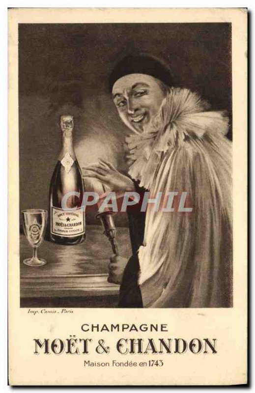 Old Postcard Moët & Chandon champagne Pierrot