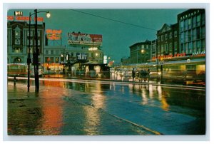 Vintage Harvard Square District At Night Postcard F144E