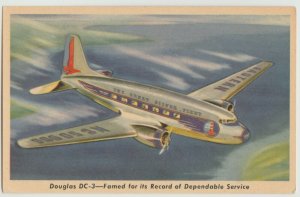 DOUGLAS DC-3 Advertising Postcard Eastern Airlines Postcard 