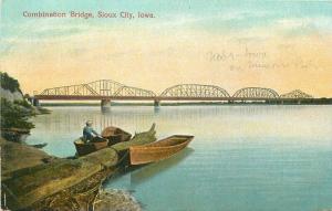 Boats C-1910 Combination Bridge Sioux City Iowa Postcard Leighton 2023