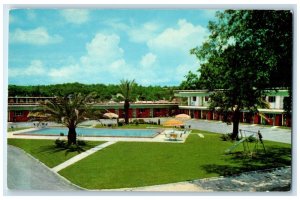 c1950 Southernaire Motel & Restaurant Swimming Pool Tallahassee Florida Postcard