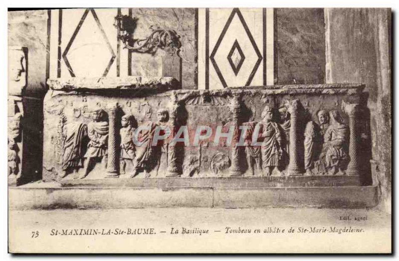 Old Postcard St Maximin La Ste Baume Basilica alabaster tomb of St. Mary Magd...