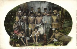 brazil, Índios da Tribu dos Guaranys, Armed Indians (1900s) Postcard