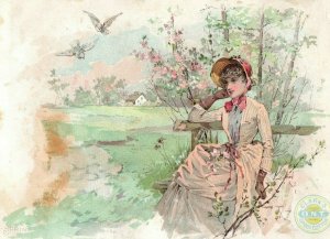 1880's-90's Lovely Lady Clark's ONT Thread Victorian Trade Card #2 *D