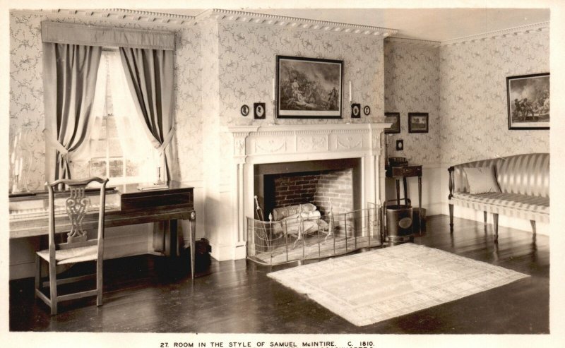 Vintage Postcard 1920's Room In The Style of Samuel McIntire Craftsman Architect 