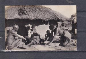 RHODESIA, MATABELE NATIVES AT HOME, 1936 real photo ppc., unused.