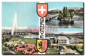 Modern Postcard Rousseau Geneva and Mont Blanc Palace N D Mont Blanc