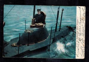 1907 Picture Postcard Navy Submarine USS Boat Plunger at sea Cover