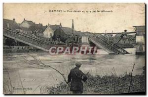Old Postcard Damery bridge destroyed in 1914 by the German Army