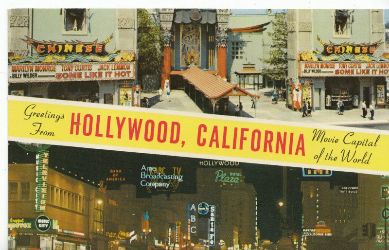 America Postcard - Greetings from Hollywood - California - Movie Capital  A5761