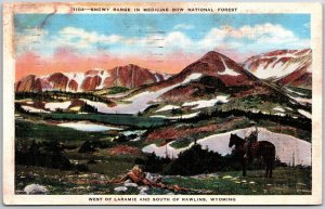 Laramie Wyoming WY, 1937 Snowy Range, Medicine Bow National, Vintage Postcard