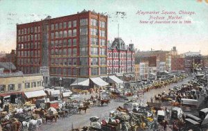 Haymarket Square Produce Market Chicago Illinois 1910 postcard