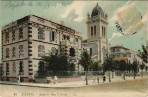 CPA AK TUNISIE BIZERTE Église et Place d'Europe (11024)