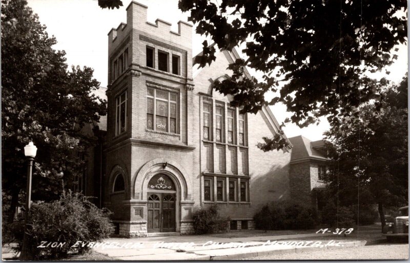 Real Photo Postcard Zion Evangelical United Church in Mendota, Illinois