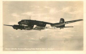 Postcard RPPC 1940s German Luftwaffe Military aircraft Folke Wulf 200 23-6641