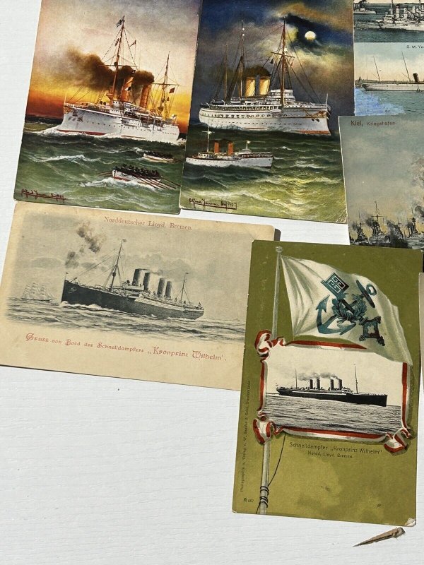 Germany Navy Battleship Postcard Lot (20) Torpedo Boats War Time 1900s SMS Art