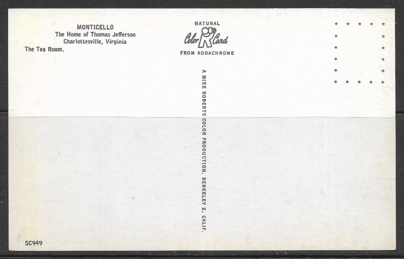 Virginia, Charlottesville - Monticello - Tea Room - [VA-547]