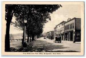 1941 King Street from Post Office Bridgewater Nova Scotia Canada Postcard