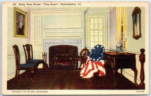 Postcard - Betsy Ross House, Flag Room - Philadelphia, Pennsylvania