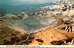 Utah Bingham Canyon Kennecott's Bingham Copper Mine Aerial View In Winter