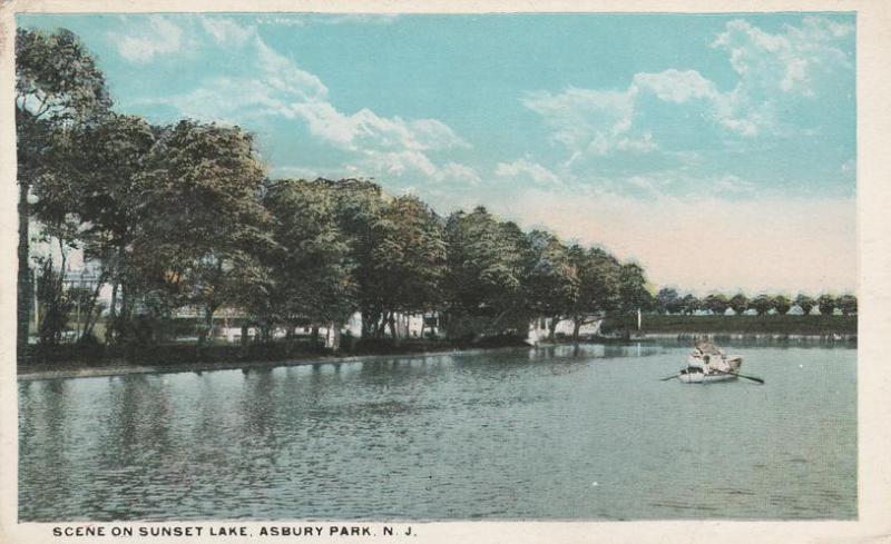 Boating Scene on Sunset Lake - Asbury Park NJ, New Jersey - WB