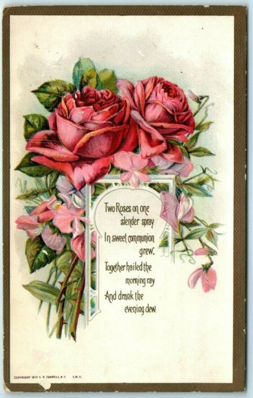 M-32473 Two Roses Poem and Art Print